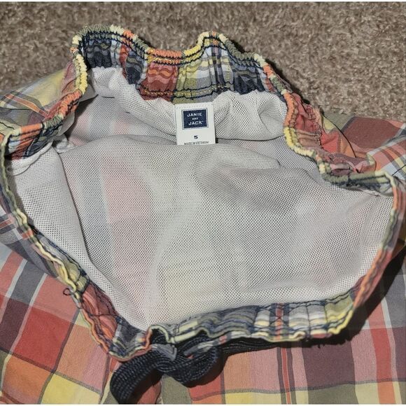 Janie & Jack Multi Color Summer Plaid Boys Mesh Lined Swim Trunks Shorts Size 5 - Picture 3 of 12